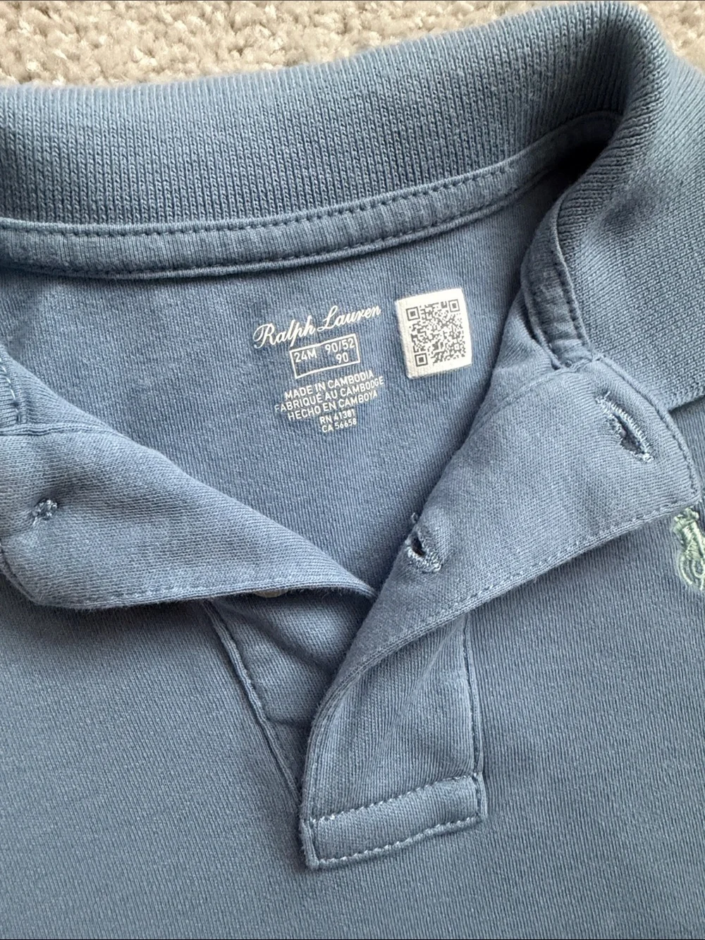 Ralph Lauren Blue Polo Romper - Baby